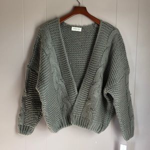 Goodnight macaroon grey cable knit cardigan